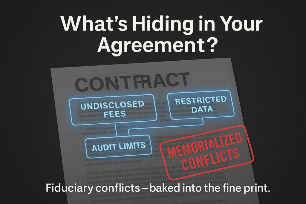 The Contract That Protects or Betrays When Fiduciary Duty Meets Contract Fine Print Most contracts protect the drafter. Healthcare vendor contracts go one step further: they memorialize conflicts of interest. They don’t just fail to protect you—they lock in the very practices that drain plan assets and put fiduciaries at risk. ERISA attorney Julie Selesnick put a fine point on it during a conversation this week: “These contracts are written to take you to the cleaners. They build in every way...