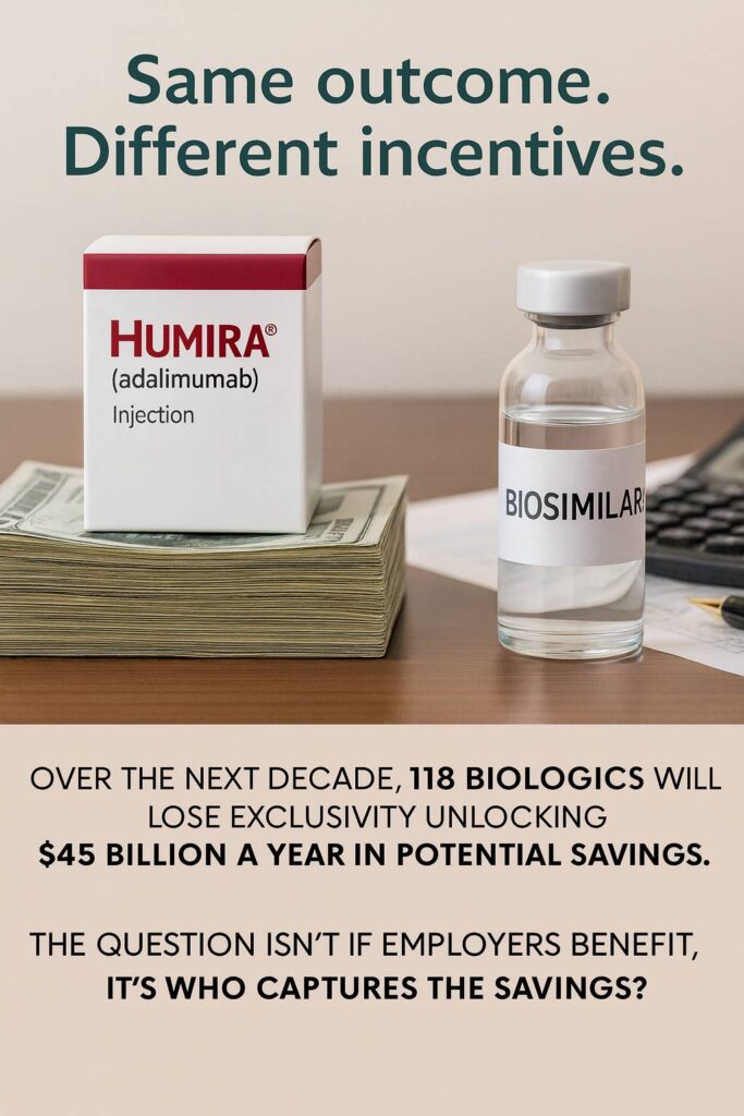 f you don’t control your biosimilar strategy, your PBM will — and you’ll still be paying brand-name prices for generic drugs.