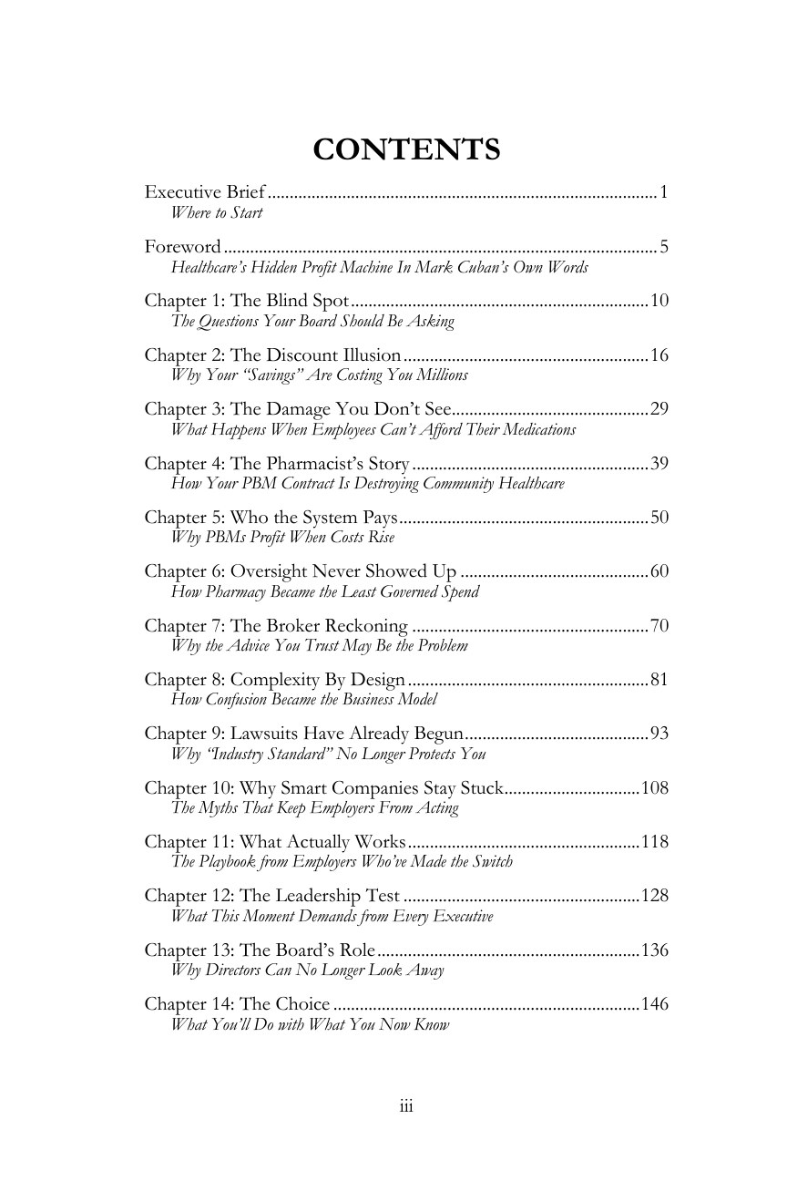 The Middleman's Cut Table of Contents page 1